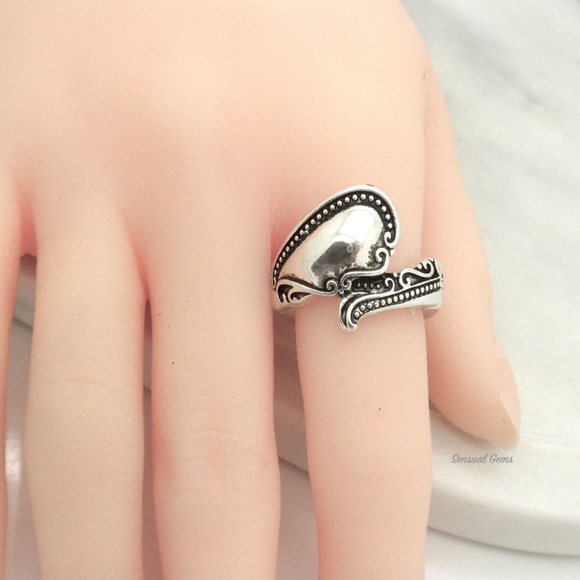 COPY - Boho Spoon Ring Silver Plated Adjustable - Picture 3 of 3